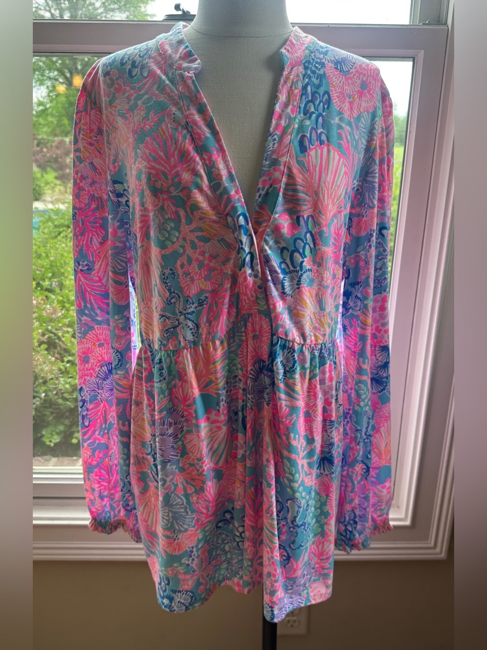 Lilly Pulitzer Winona Knit Top Blouse,‎ MULTI SPLENDOR IN THE SAND, Size XL